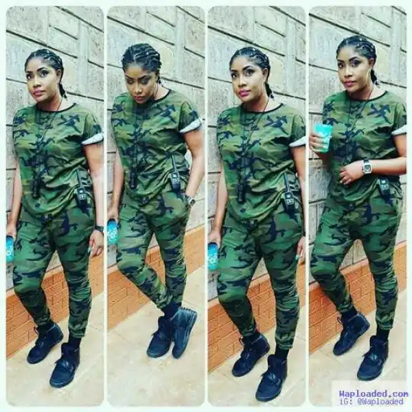 Actress Angela Okorie Rocks Head To Toe Camouflage